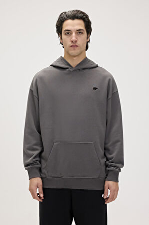 Bad Bear Drake Hoodie Os Asphalt Erkek Gri Kapüşonlu Sweatshirt