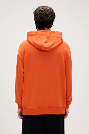 Drake Turuncu Erkek Oversize Kapüşonlu Sweatshirt