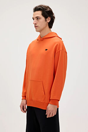 Drake Turuncu Erkek Oversize Kapüşonlu Sweatshirt