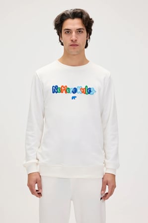 Furry Beyaz Erkek Baskılı Sweatshirt