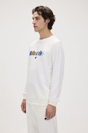 Furry Beyaz Erkek Baskılı Sweatshirt
