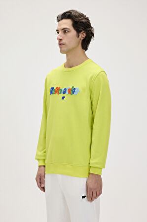 Furry Yeşil Erkek Baskılı Sweatshirt