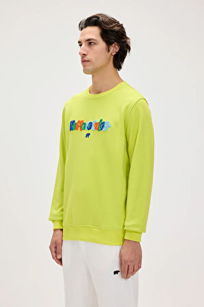 Furry Yeşil Erkek Baskılı Sweatshirt