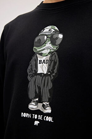Gator Siyah Erkek Baskılı Sweatshirt
