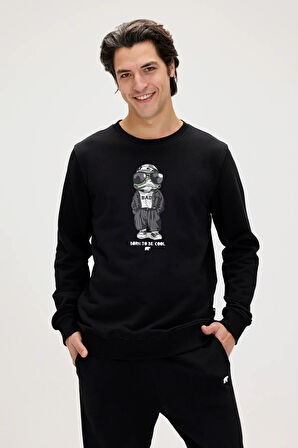 Gator Siyah Erkek Baskılı Sweatshirt