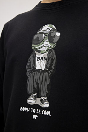 Gator Siyah Erkek Baskılı Sweatshirt