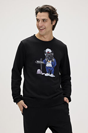 Bad Bear Panther Crewneck Siyah Erkek Sweatshirt