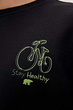 Runway Siyah Erkek Baskılı Sweatshirt