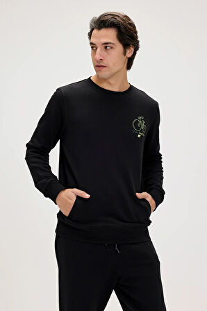 Runway Siyah Erkek Baskılı Sweatshirt
