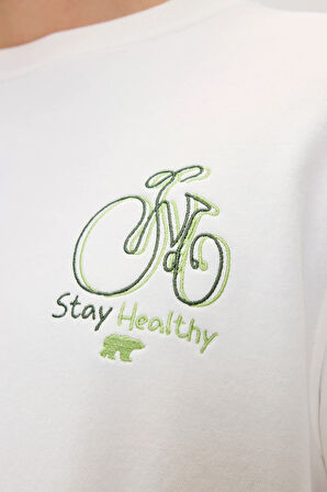 Runway Beyaz Erkek Baskılı Sweatshirt