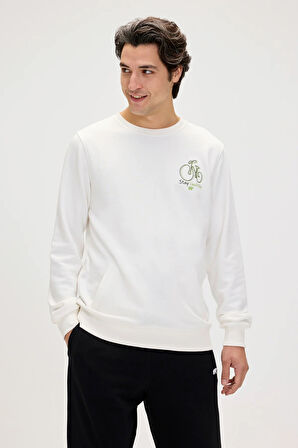 Runway Beyaz Erkek Baskılı Sweatshirt