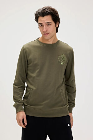 Runway Haki Erkek Baskılı Sweatshirt