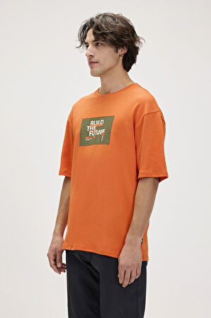 Moreno Turuncu Erkek Baskılı Tişört