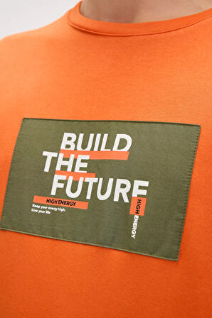 Moreno Turuncu Erkek Baskılı Tişört