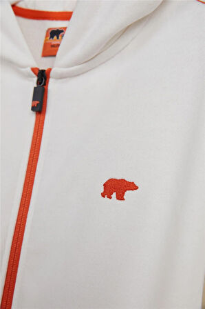 Darrel Full-Zip Beyaz Çocuk Kapüşonlu Sweatshirt