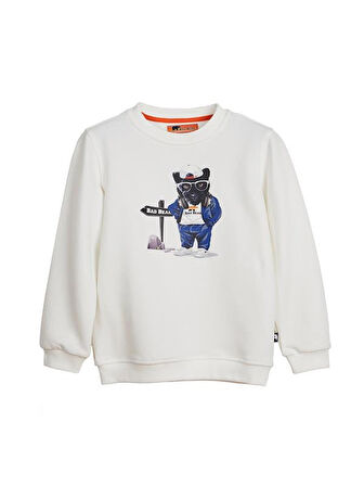 Bad Bear Panther Crewneck JR Off White Beyaz Erkek Çocuk Sweatshirt