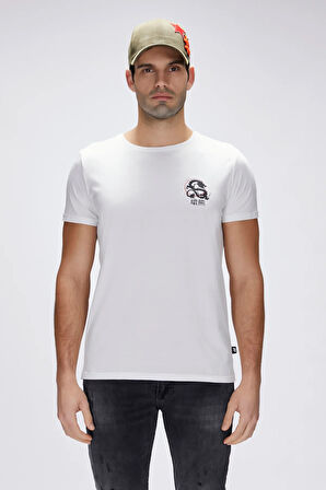 Draco Beyaz Erkek Baskılı Tişört