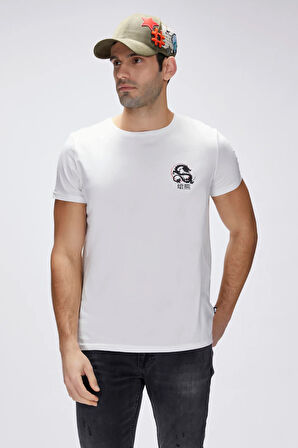 Draco Beyaz Erkek Baskılı Tişört