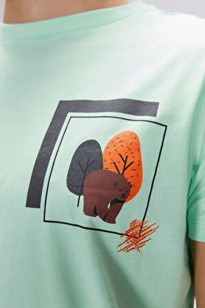 Bad Bear Bain Su Yeşil Erkek Baskılı Tişört