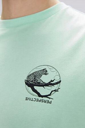 Pard Yeşil Erkek Baskılı Tişört 25.01.07.018-Yeşil