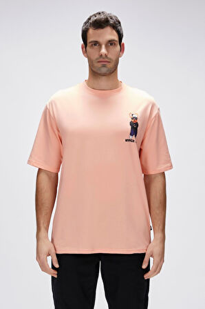 Hyper Mellow Peach Men's Printed T-Shirt 25.01.07.023-Turuncu