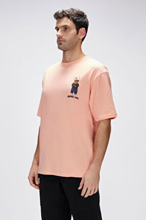 Hyper Mellow Peach Men's Printed T-Shirt 25.01.07.023-Turuncu