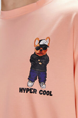 Hyper Mellow Peach Men's Printed T-Shirt 25.01.07.023-Turuncu
