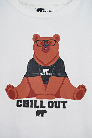 Caleb Beyaz Baskılı Çocuk Tişört