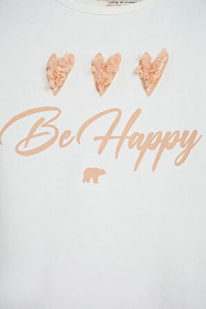 Pixie Beyaz Baskılı Kız Çocuk Tişört