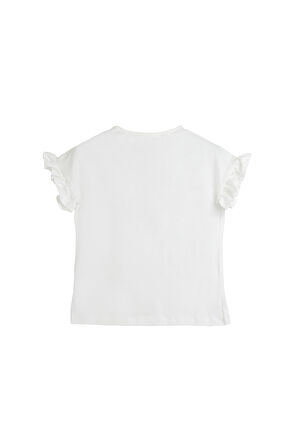 Pixie Beyaz Baskılı Kız Çocuk Tişört