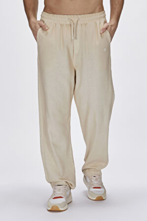 Bad Bear Flow Bol Kesim Erkek Keten Pantolon Bej