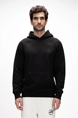 Grass Si̇yah Kapüşonlu Erkek Sweatshirt