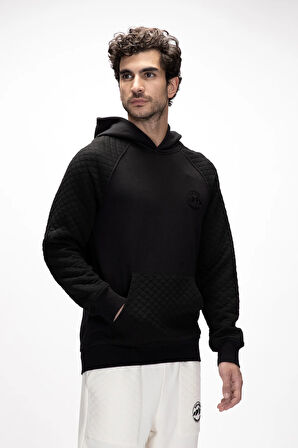 Grass Si̇yah Kapüşonlu Erkek Sweatshirt