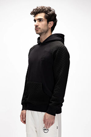 Grass Si̇yah Kapüşonlu Erkek Sweatshirt