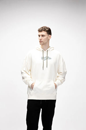 York Marshmallow Kapüşonlu Oversize Erkek Baskılı Sweatshirt