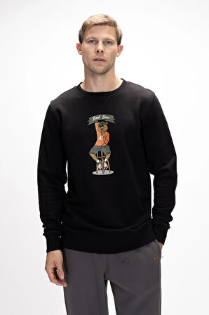 Acme Si̇yah  Erkek Baskılı Sweatshirt