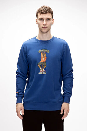 Acme Parlament Mavisi Erkek Baskılı Sweatshirt