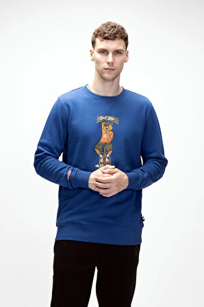 Acme Parlament Mavisi Erkek Baskılı Sweatshirt