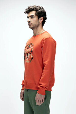 Adventure Tarçın Crewneck Erkek Baskılı Sweatshirt