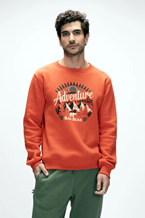 Adventure Tarçın Crewneck Erkek Baskılı Sweatshirt