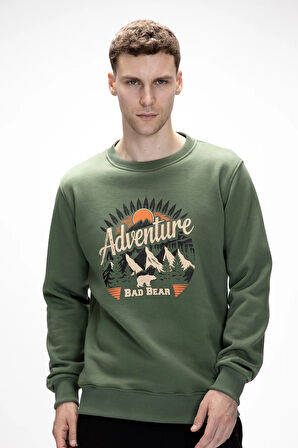 Adventure Soluk Yeşi̇l Crewneck Erkek Baskılı Sweatshirt