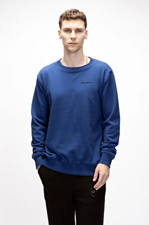 Inner Baskılı Parlament Mavisi Crewneck Erkek Sweatshirt