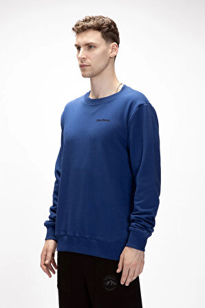 Inner Baskılı Parlament Mavisi Crewneck Erkek Sweatshirt