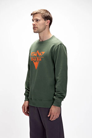 Mountain Soluk Yeşi̇l Crewneck Erkek Baskılı Sweatshirt