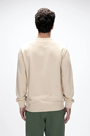 Mountain Bej Crewneck Erkek Baskılı Sweatshirt