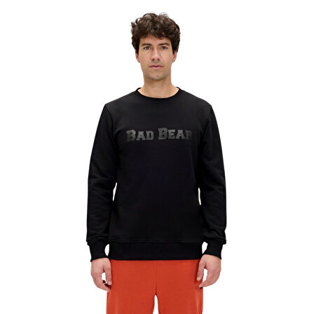 Snow Siyah Crewneck Erkek Baskılı Sweatshirt