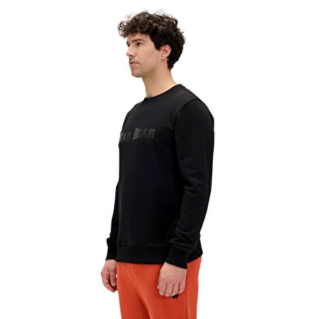 Snow Siyah Crewneck Erkek Baskılı Sweatshirt