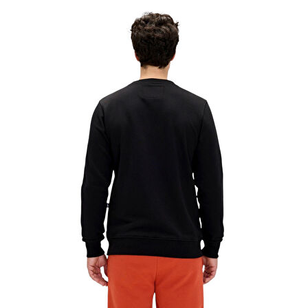 Snow Siyah Crewneck Erkek Baskılı Sweatshirt