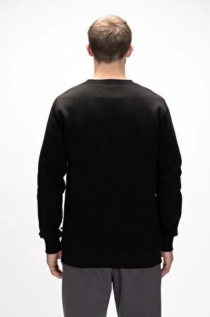 Windy Si̇yah Crewneck Erkek Baskılı Sweatshirt