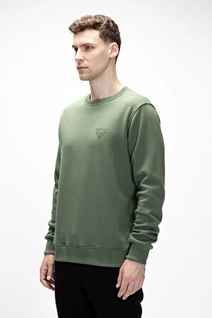 Windy Soluk Yeşi̇l Crewneck Erkek Baskılı Sweatshirt